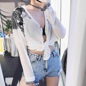 Sequins and beads blouse in white